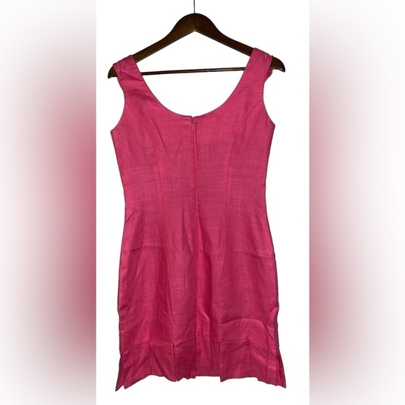 Miss Jackson Linen Mini Dress Lagenlook Boxy Minimalist Pink Women Size 6 - Picture 2 of 8